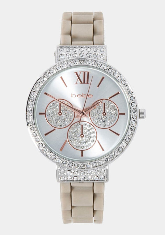 Taupe Crystal Bezel Roman Numeral Watch