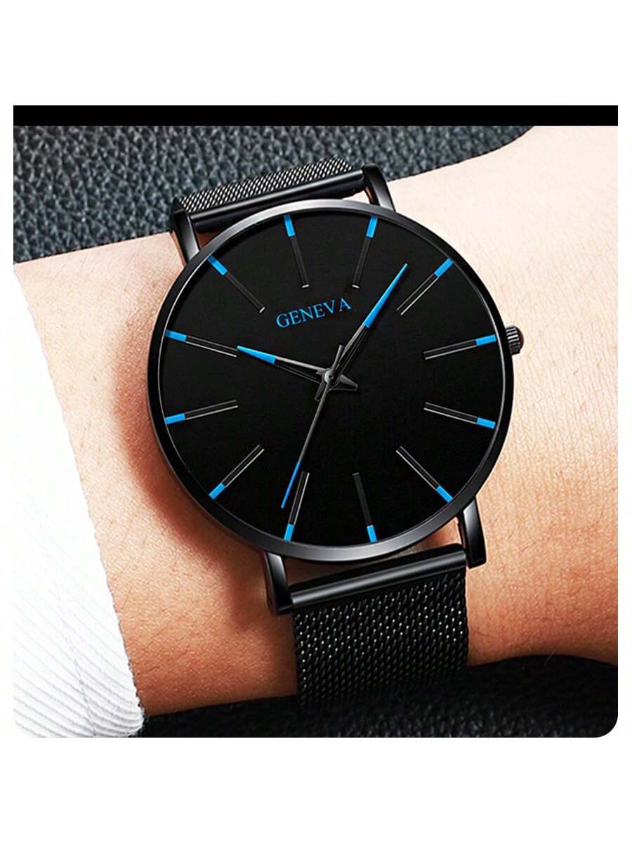 Minimalist Men Fashion Ultra Thin Watches Simple Men Business Stainless Steel Mesh Belt Quartz Wrist Watch