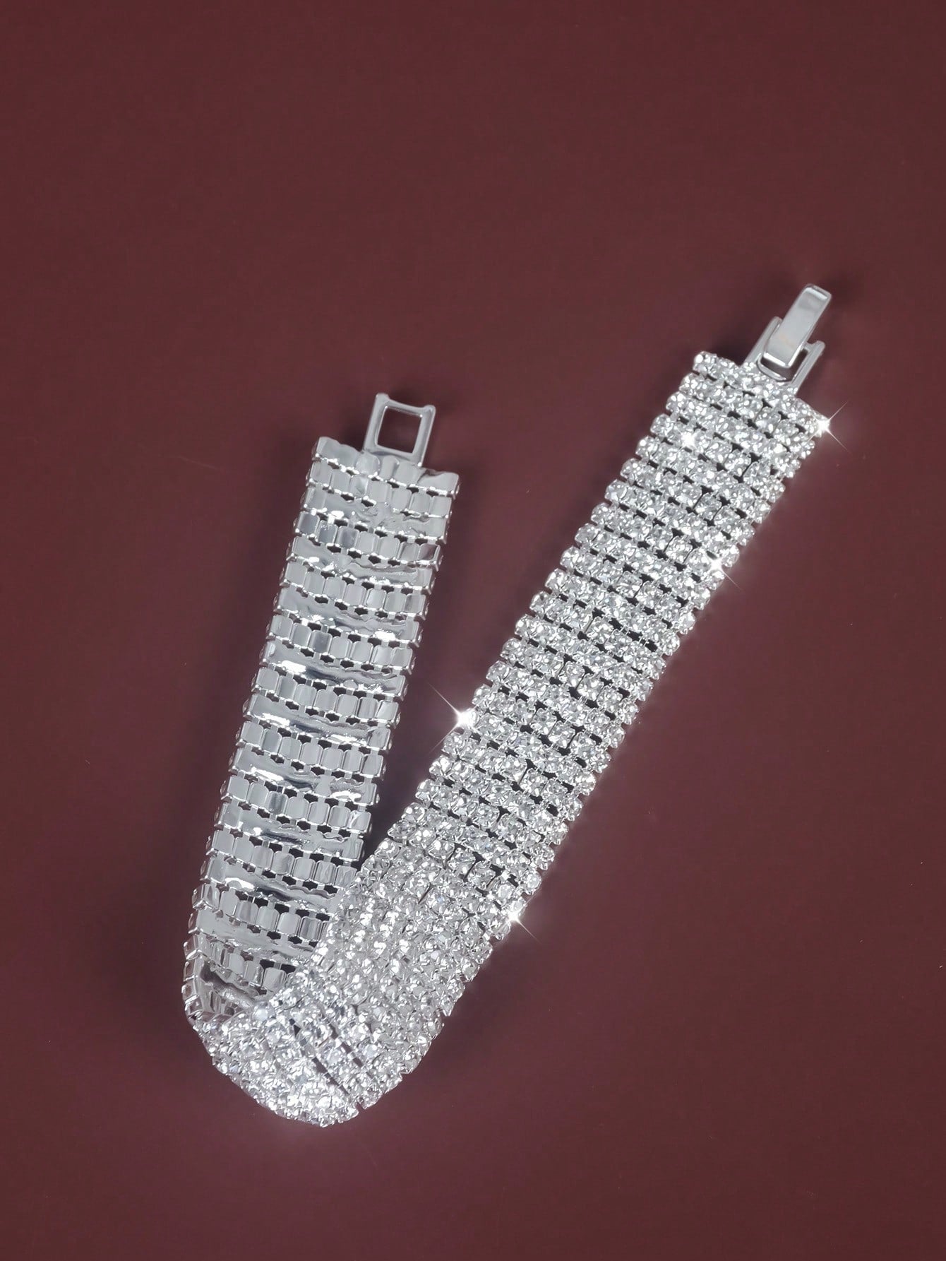 1pc Fashion Wide Water Diamond Bracelet For Women, Suitable For Daily Parties Or Wedding Jewelry