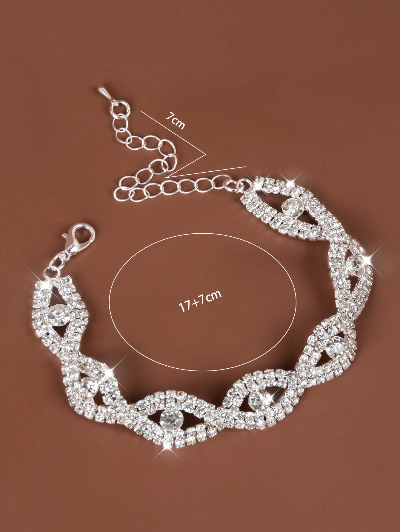 1pc Fashion Wide Water Diamond Bracelet For Women, Suitable For Daily Parties Or Wedding Jewelry