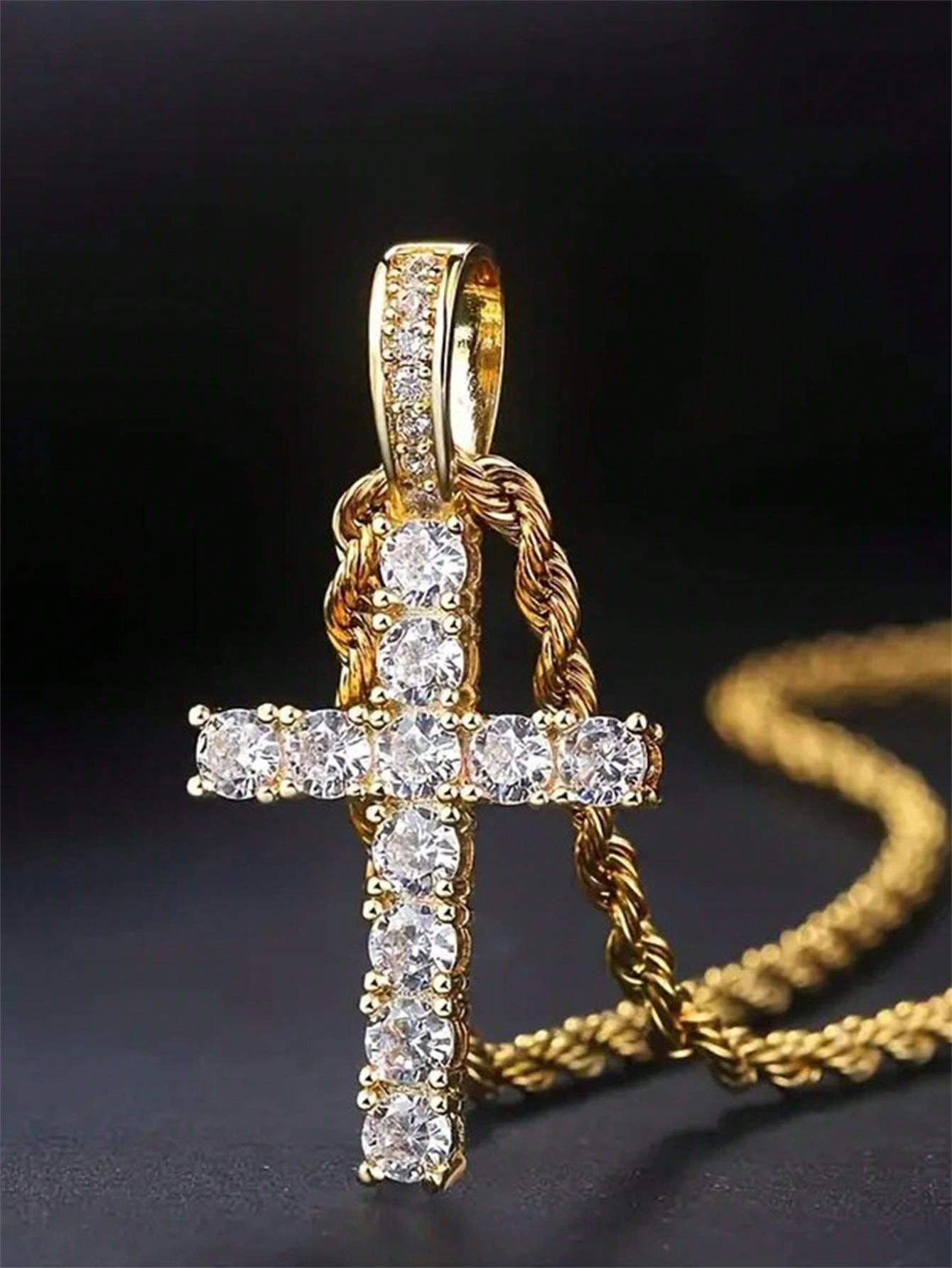 1 PC Gorgeous Cubic Zirconia Cross Necklace Pendant For Women Valentine's Day Gift Wedding Jewelry