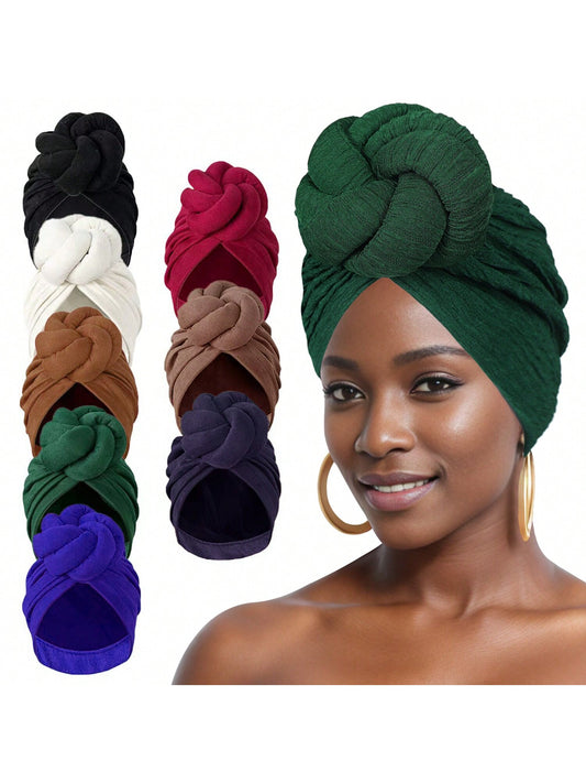 Elegant Women Turbans Solid Color Handmade Flower Knot African Fashion Chemotherapy Hat Leisure Comfortable Breathable High-End Daily Headscarf Hat