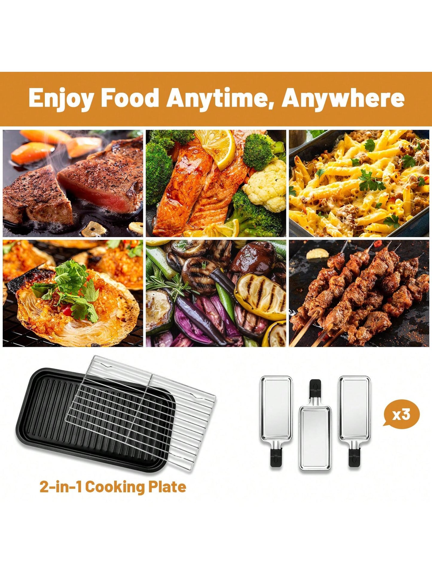 Indoor Grill Electric Smokeless, Indoor Grills For Kitchen With Non-Stick Cooking Removable Plate, Portable Korean BBQ Grill With Removable Temperature Control, Dishwasher Safe, 1500W