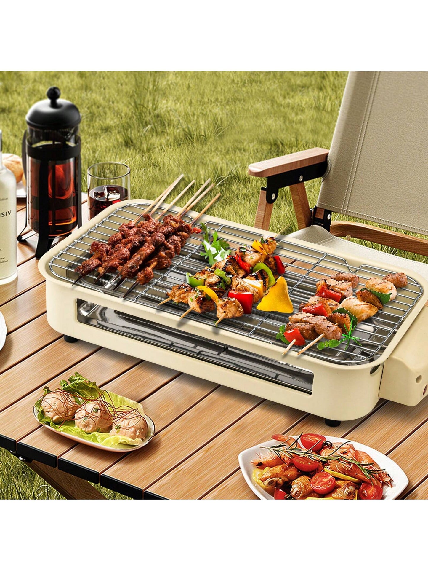 Indoor Grill Electric Smokeless, Indoor Grills For Kitchen With Non-Stick Cooking Removable Plate, Portable Korean BBQ Grill With Removable Temperature Control, Dishwasher Safe, 1500W