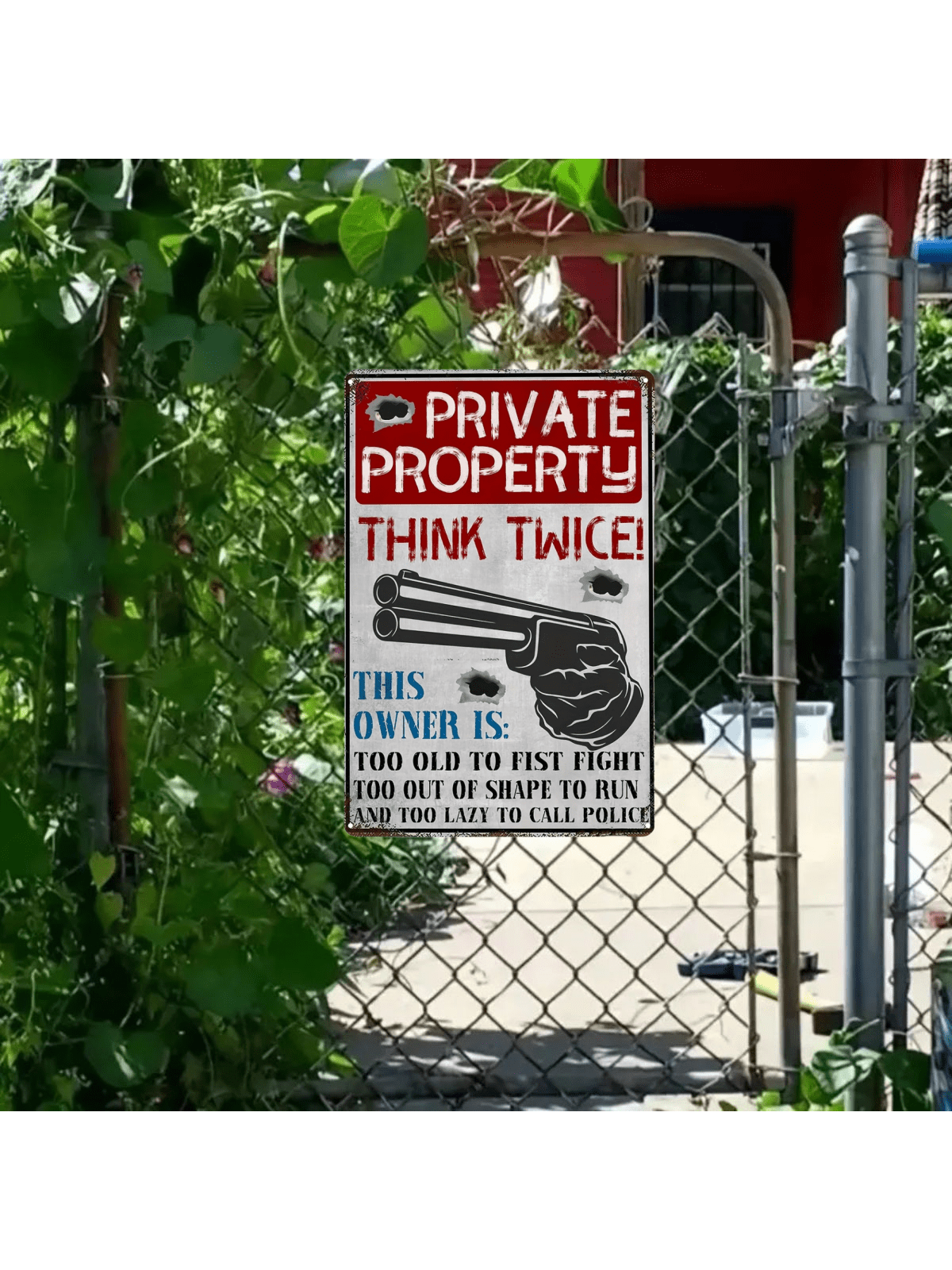 1pc Retro Metal Sign - Private Property Warning For Home, Restaurant, Bar, Cafe, Garage - Rustic Style Wall Decor Plaque Suitable For Indoor/Outdoor Use 8*12in