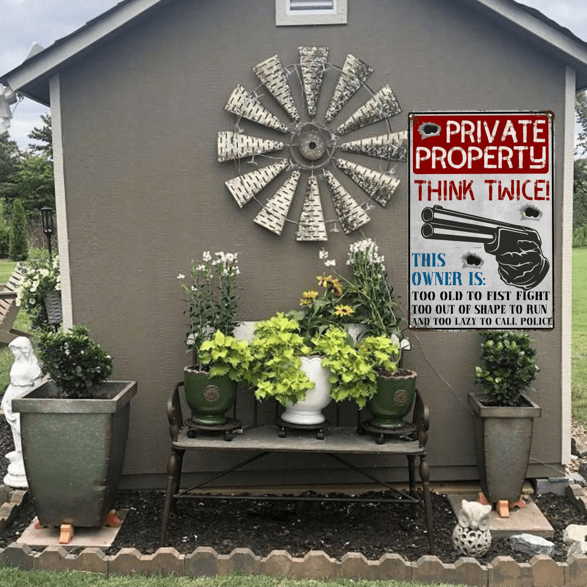 1pc Retro Metal Sign - Private Property Warning For Home, Restaurant, Bar, Cafe, Garage - Rustic Style Wall Decor Plaque Suitable For Indoor/Outdoor Use 8*12in