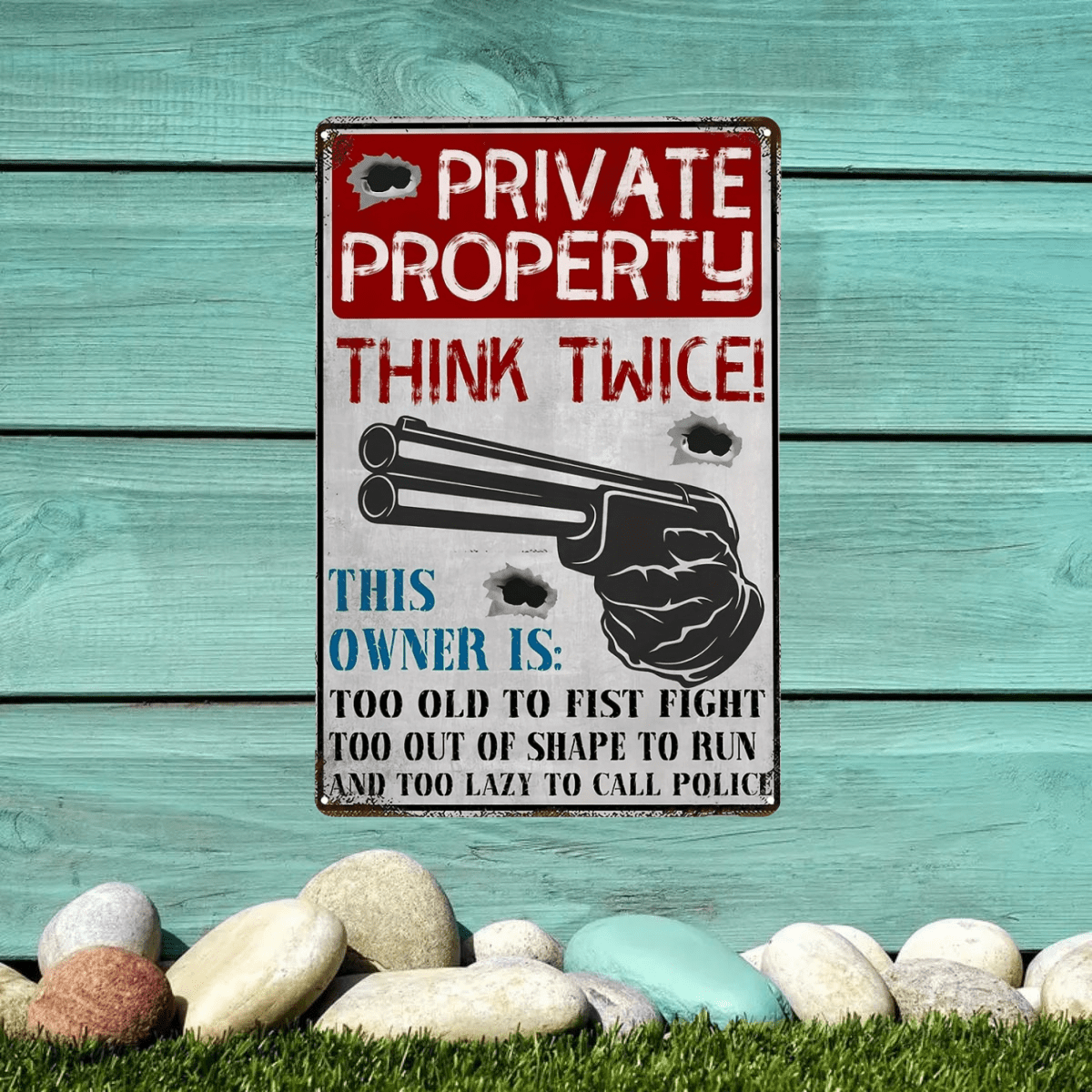 1pc Retro Metal Sign - Private Property Warning For Home, Restaurant, Bar, Cafe, Garage - Rustic Style Wall Decor Plaque Suitable For Indoor/Outdoor Use 8*12in