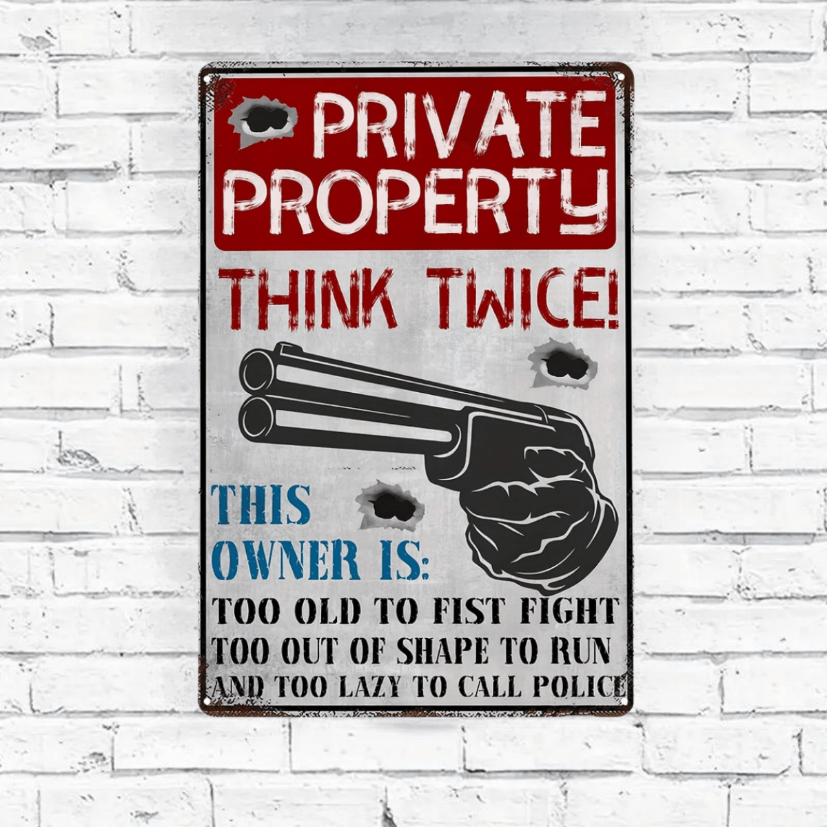 1pc Retro Metal Sign - Private Property Warning For Home, Restaurant, Bar, Cafe, Garage - Rustic Style Wall Decor Plaque Suitable For Indoor/Outdoor Use 8*12in