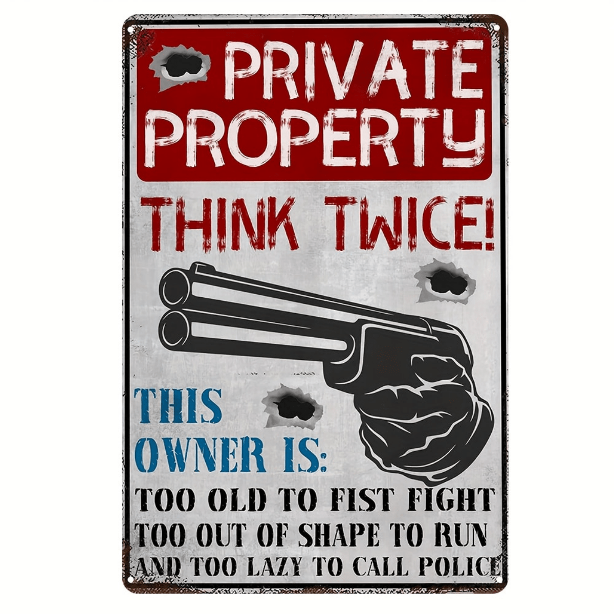 1pc Retro Metal Sign - Private Property Warning For Home, Restaurant, Bar, Cafe, Garage - Rustic Style Wall Decor Plaque Suitable For Indoor/Outdoor Use 8*12in