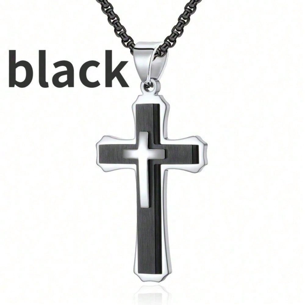 1PC Luxury Fashion Men's Cross Pendant Necklace Hip Hop Fashion Cross Jewelry Accessories Men's and Women's Necklace Jewelry Birthday Party and Anniversary Gift for Lovers and Friends