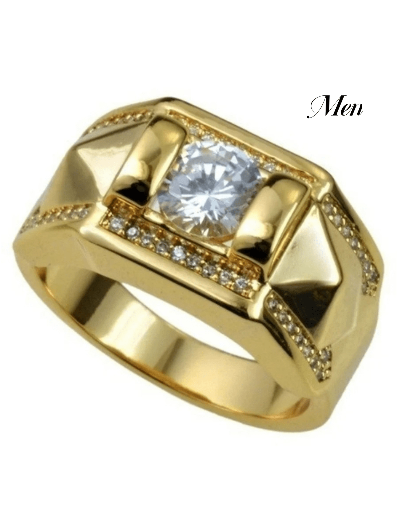 Romantic Couple Rings Set, Charm Gold-Color Women Ring And Fashion Men Ring, Wedding Rings Jewelry Gift For Couple