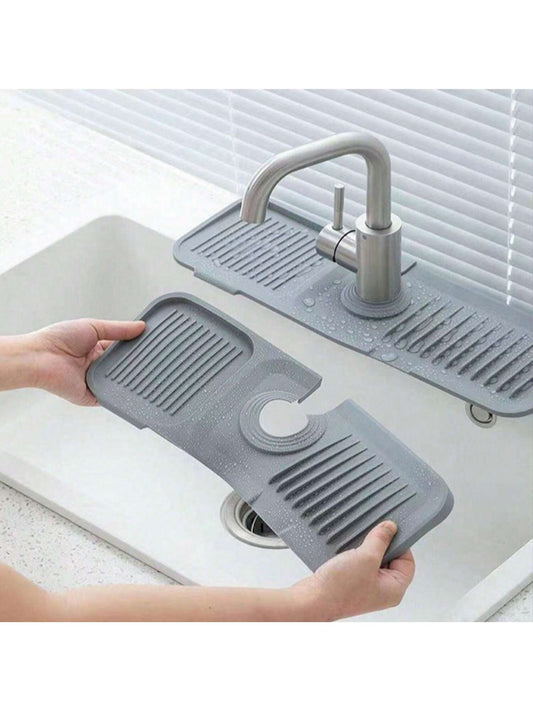 1pc Silicone Draining Mat For Kitchen Sink Splash Guard Behind Faucet, Splash Guard For Kitchen Sink Area, Short Faucet Draining Mat, Sink Protectors For Kitchen Sink Faucet Mat