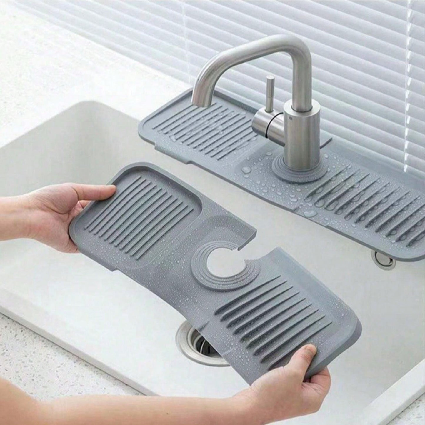 1pc Silicone Draining Mat For Kitchen Sink Splash Guard Behind Faucet, Splash Guard For Kitchen Sink Area, Short Faucet Draining Mat, Sink Protectors For Kitchen Sink Faucet Mat