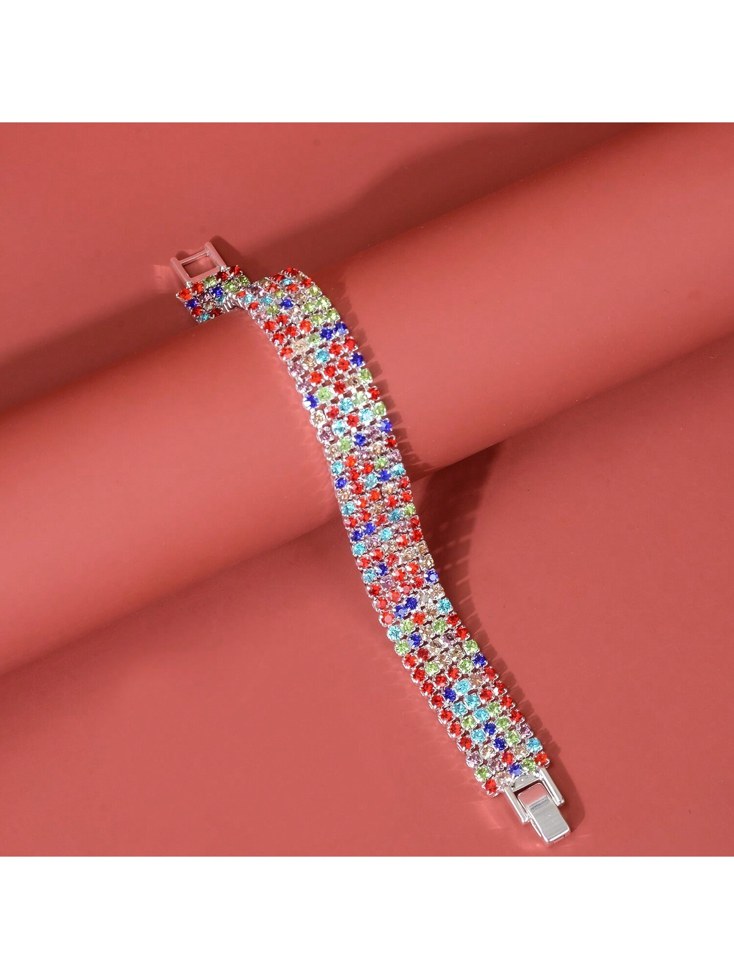 1pc Fashion Wide Water Diamond Bracelet For Women, Suitable For Daily Parties Or Wedding Jewelry