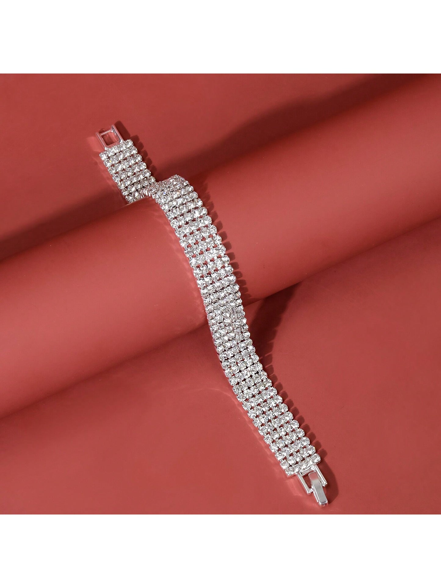 1pc Fashion Wide Water Diamond Bracelet For Women, Suitable For Daily Parties Or Wedding Jewelry