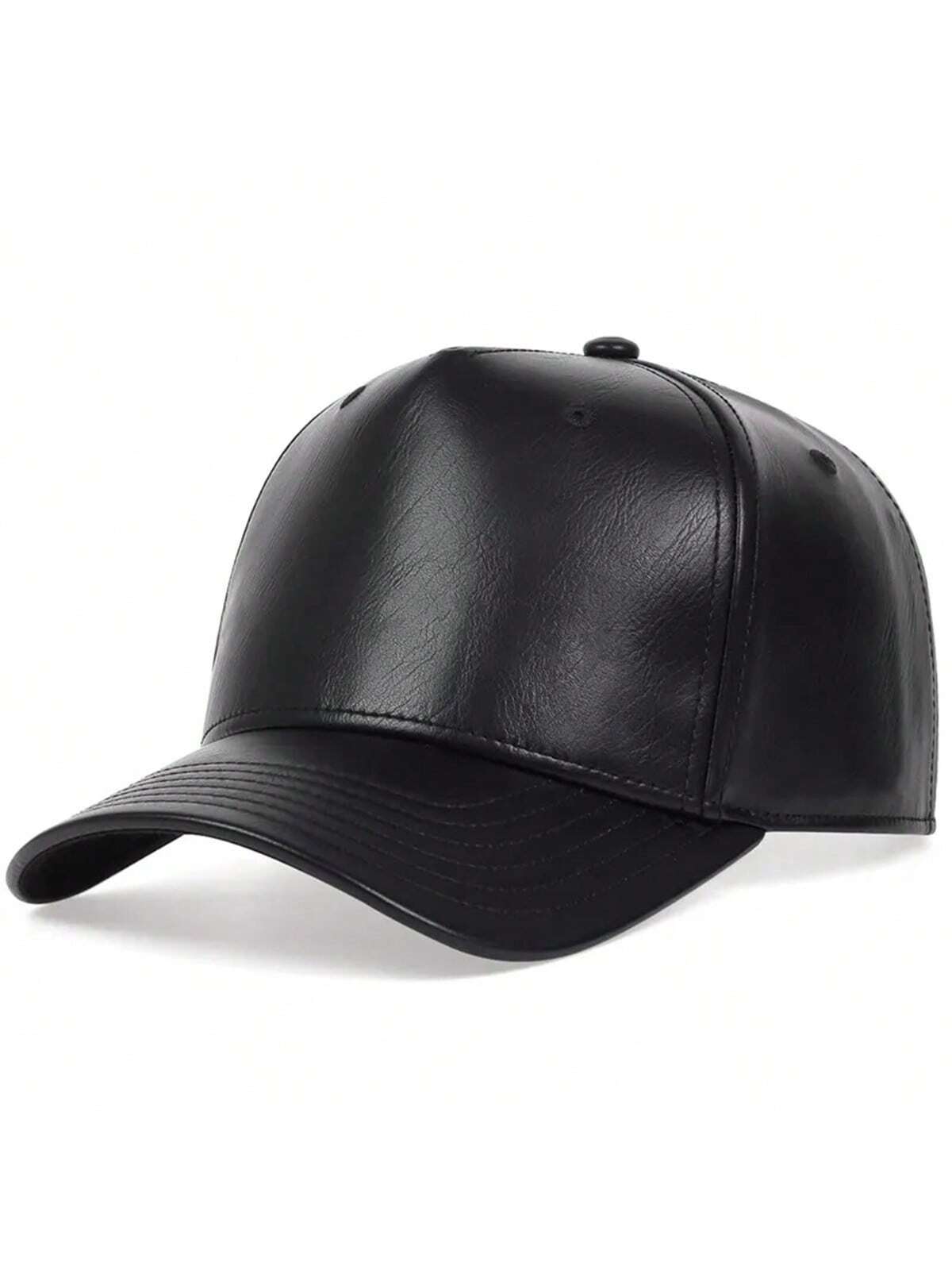 1pc Men's PU Leather Baseball Cap, Solid Color, Adjustable, Warm, Casual Hat, Suitable For Outdoor, Autumn/Winter Travel, Beach Party