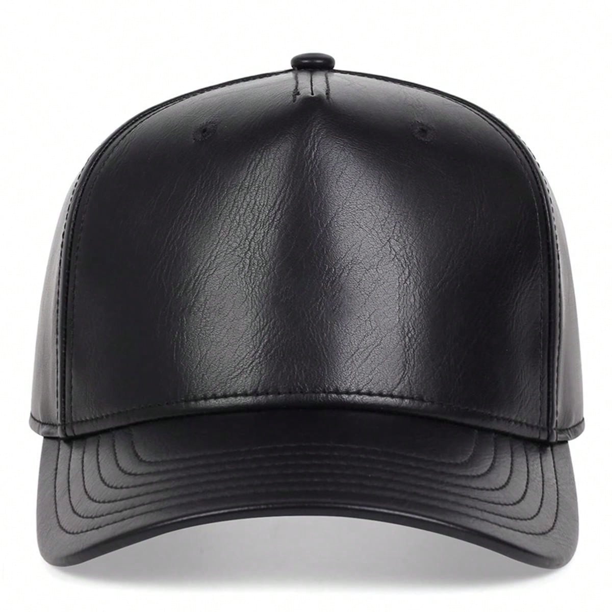 1pc Men's PU Leather Baseball Cap, Solid Color, Adjustable, Warm, Casual Hat, Suitable For Outdoor, Autumn/Winter Travel, Beach Party