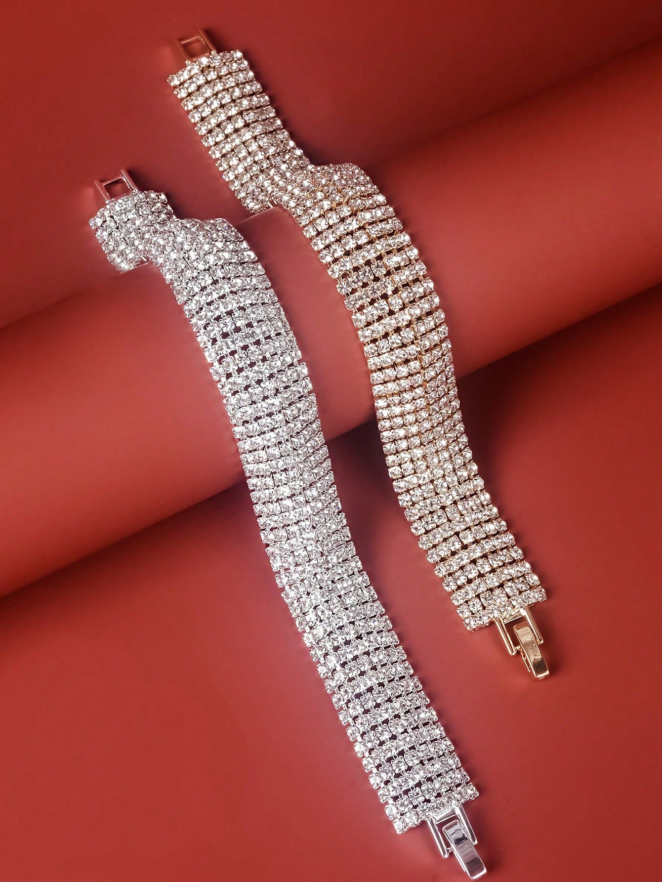 1pc Fashion Wide Water Diamond Bracelet For Women, Suitable For Daily Parties Or Wedding Jewelry