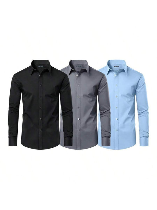 3-Pack Men's Long Sleeve Classic Dress Shirts