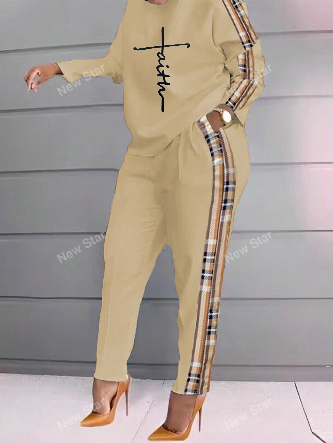 Cross-Border Elegant Women's Carnival Outfit, Fashionable Casual Letter Print Long Sleeve Top And Pants Set