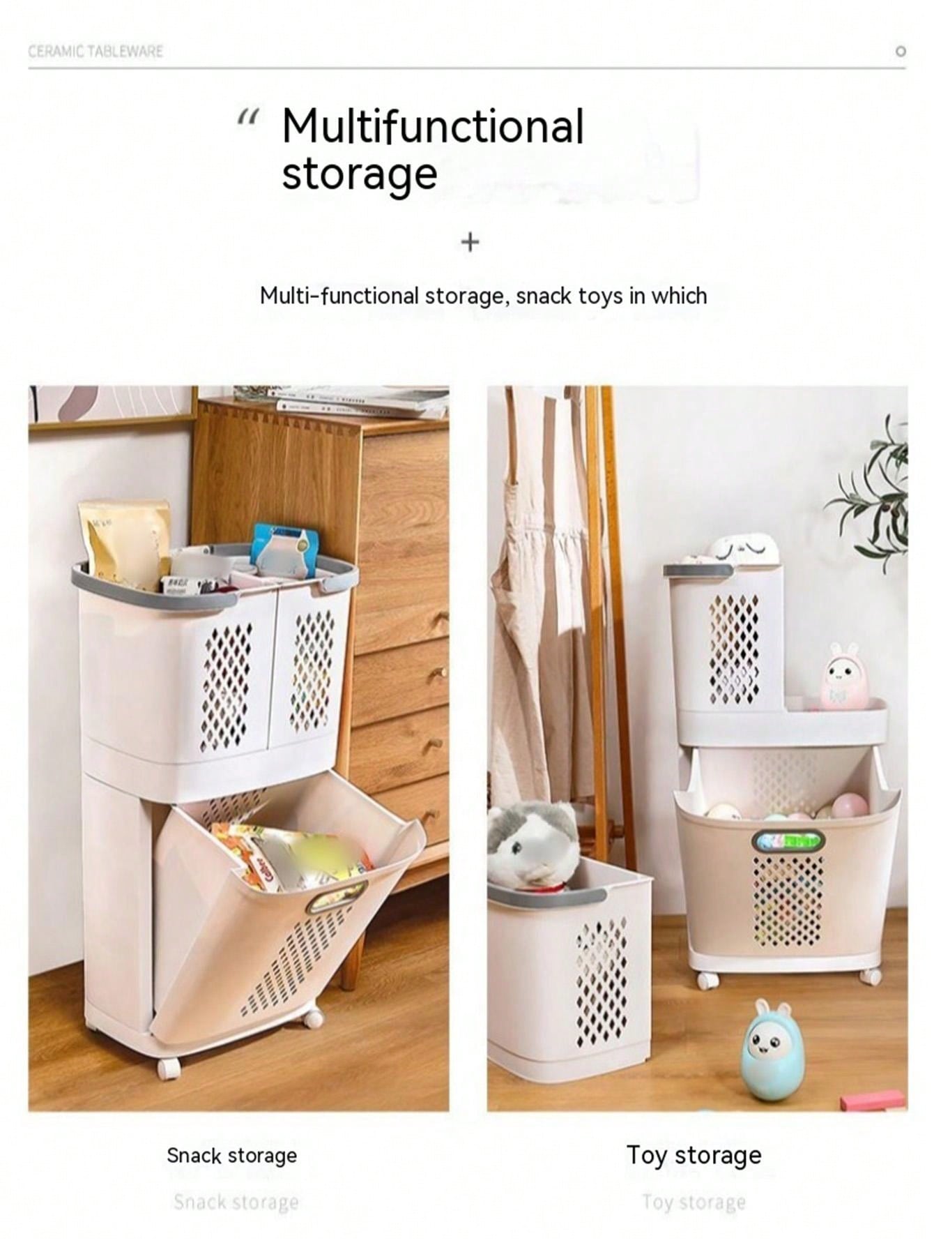 1pc Luxury Laundry Basket With Wheels, 360° Rotatable, Large Capacity Dirty Clothes Storage Hamper For Bathroom, Laundry Room, Suitable For Bathroom, Laundry Room, Toilet