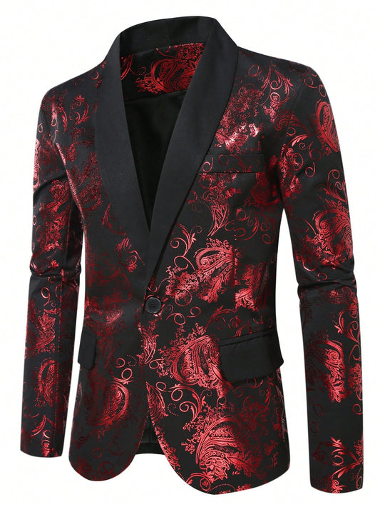 Manfinity Mode Plus Size Men Blazer Jacket With Floral Print