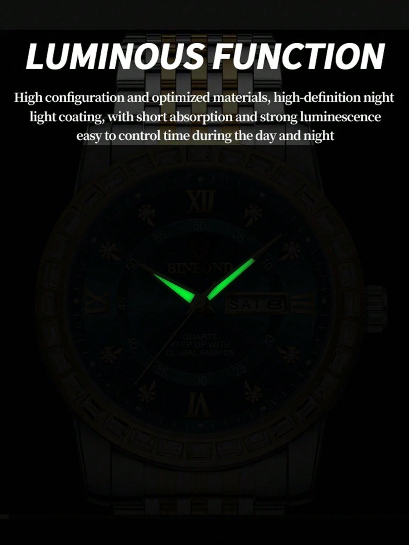 Men Quartz Wristwatches Casual Business Calendar Diamond Clock Waterproof Luminous Watch 1pc Fathers Day Gifts Christmas Gift