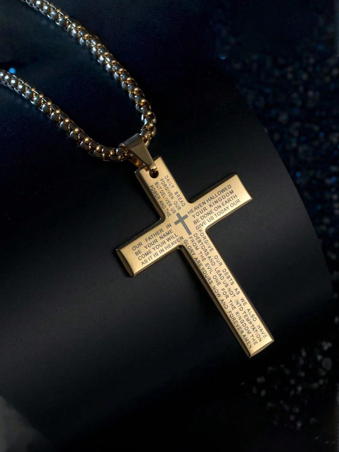 1pc Unisex Hip Hop Vintage Stainless Steel Cross & Letter Pendant Necklace