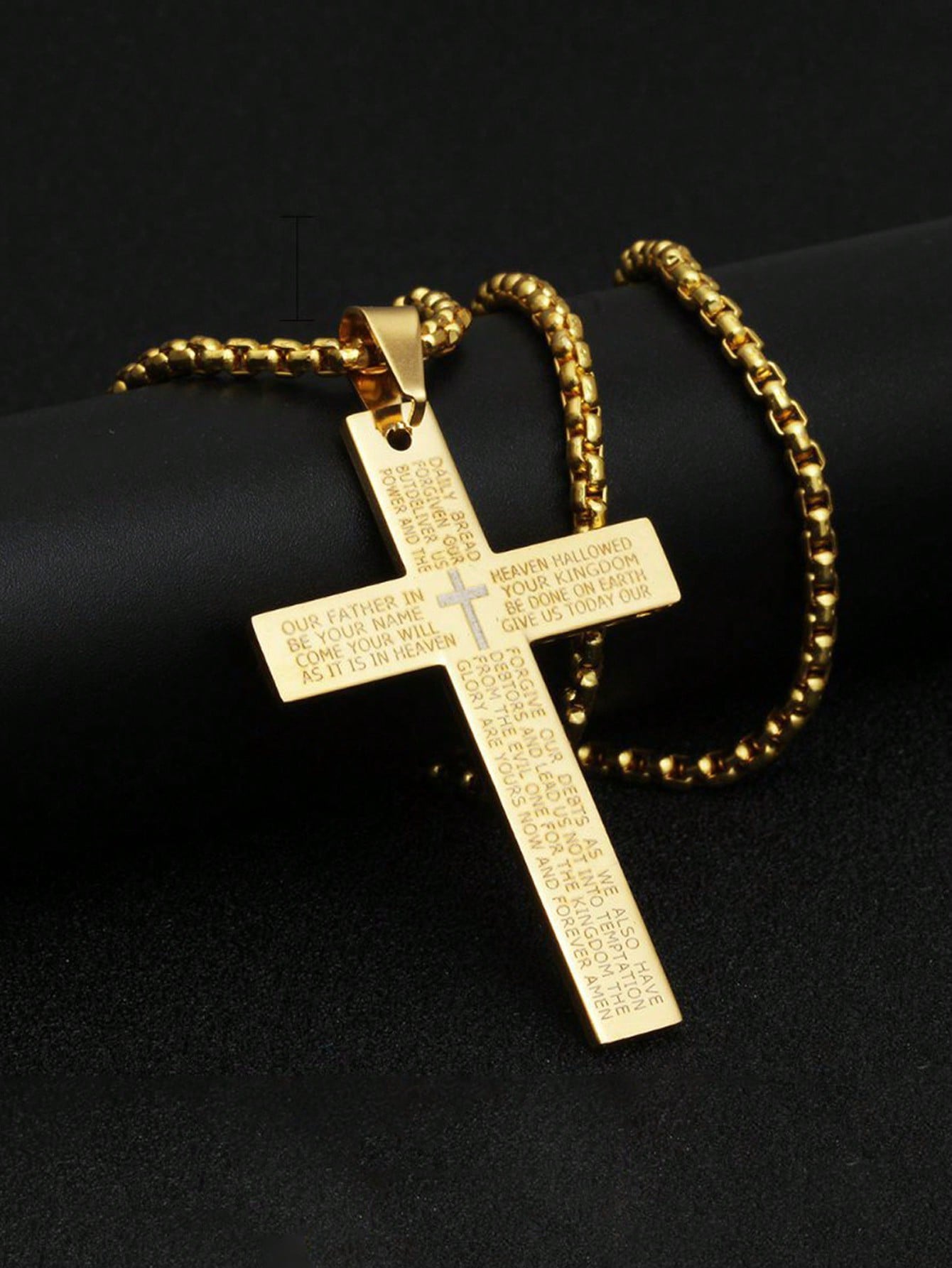 1pc Unisex Hip Hop Vintage Stainless Steel Cross & Letter Pendant Necklace