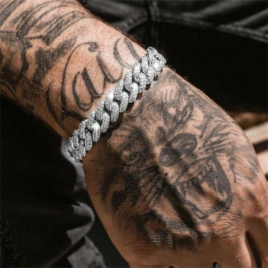 1pc Men's Rhinestone Decor Chain Bracelet, Fashion Accessory For Party And Daily Wear Halloween