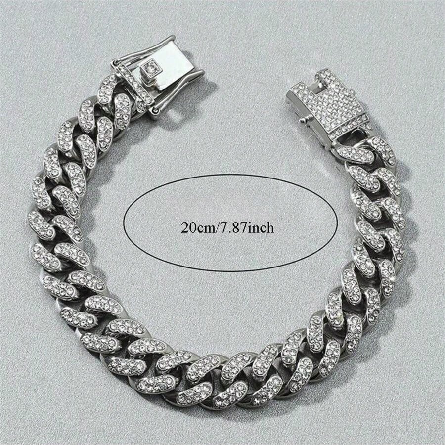 1pc Men's Rhinestone Decor Chain Bracelet, Fashion Accessory For Party And Daily Wear Halloween