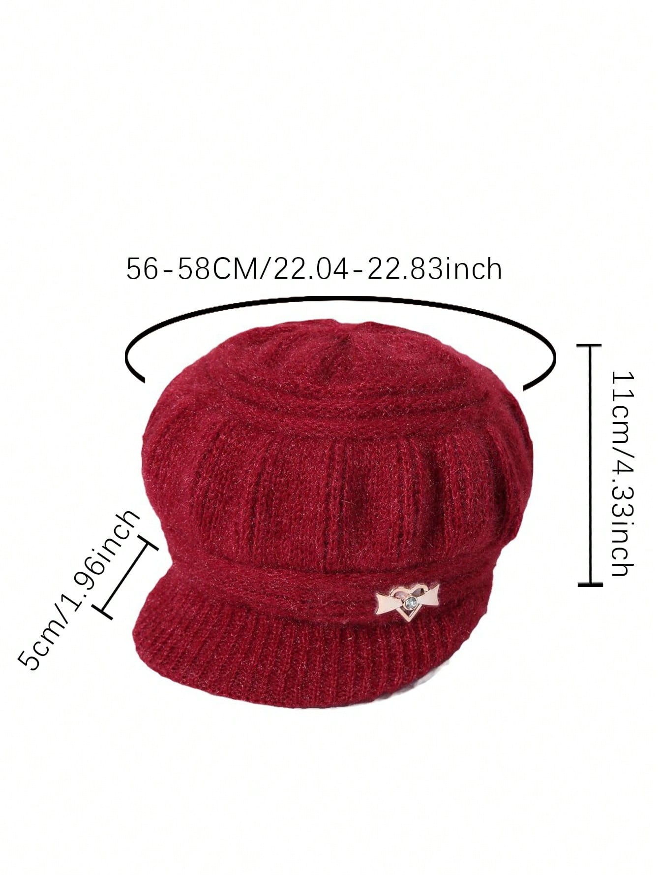 1pc Women's Knitted Hat, Thick With Brim For Winter, Breathable And Warm Knit Cap, Made Of Polyester, Hand Wash Or Dry Clean, Stretchy, Fashion Accessory