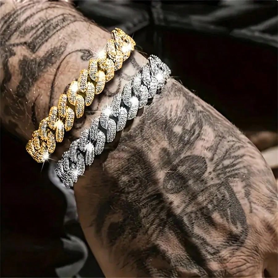 1pc Men's Rhinestone Decor Chain Bracelet, Fashion Accessory For Party And Daily Wear Halloween