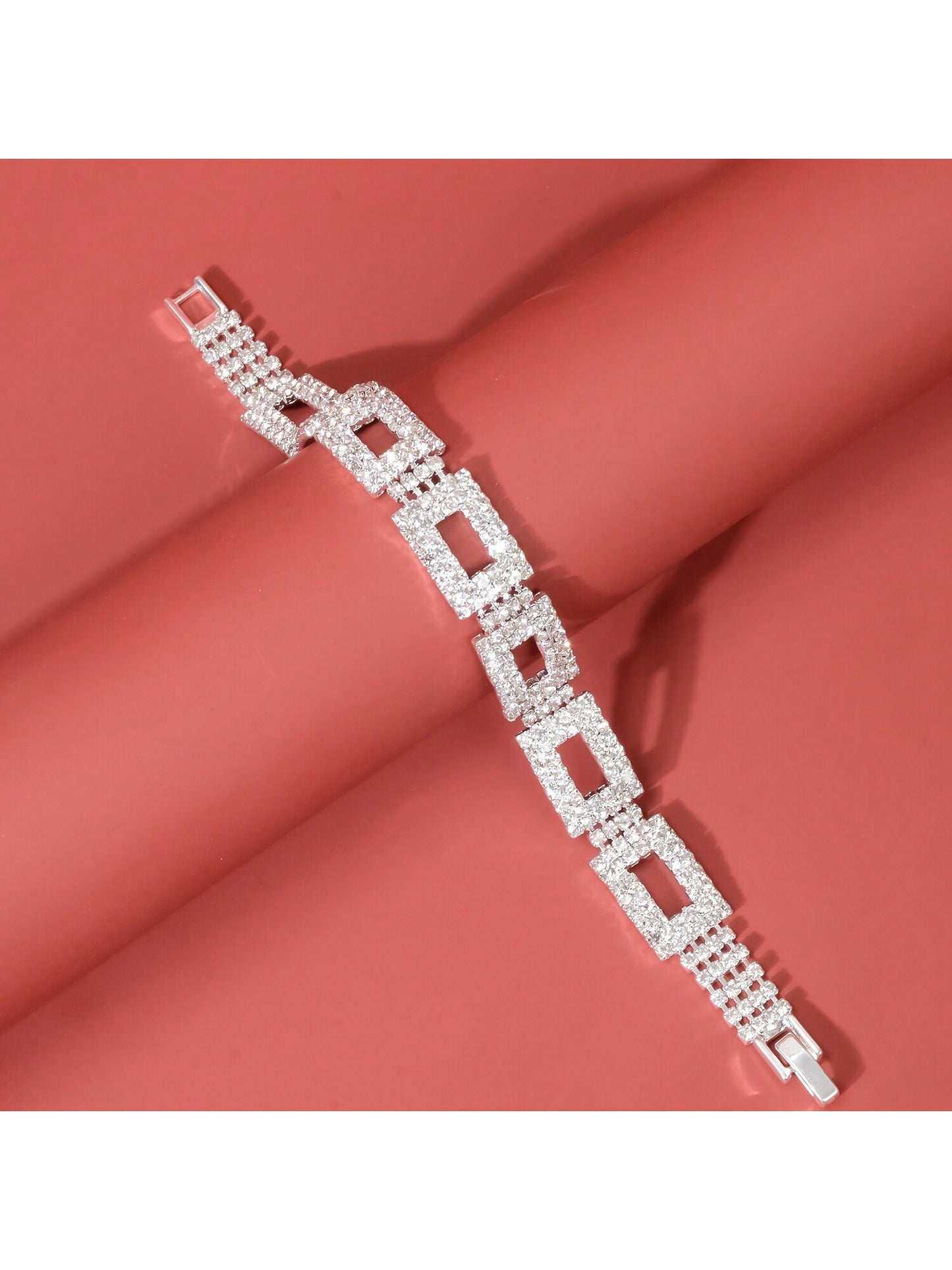 1pc Fashion Wide Water Diamond Bracelet For Women, Suitable For Daily Parties Or Wedding Jewelry