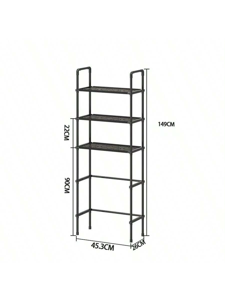 1pc 3-Tier Toilet Storage Shelf, Easy Installation, Standalone Bathroom Organizer Rack, Available In White/Black