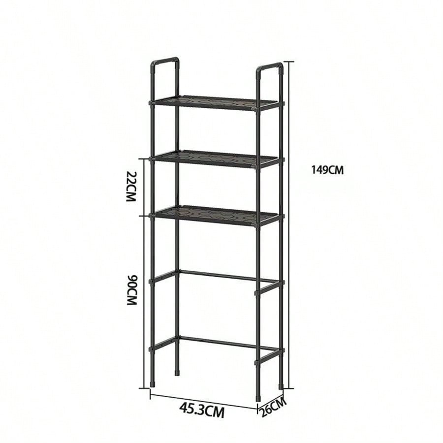 1pc 3-Tier Toilet Storage Shelf, Easy Installation, Standalone Bathroom Organizer Rack, Available In White/Black