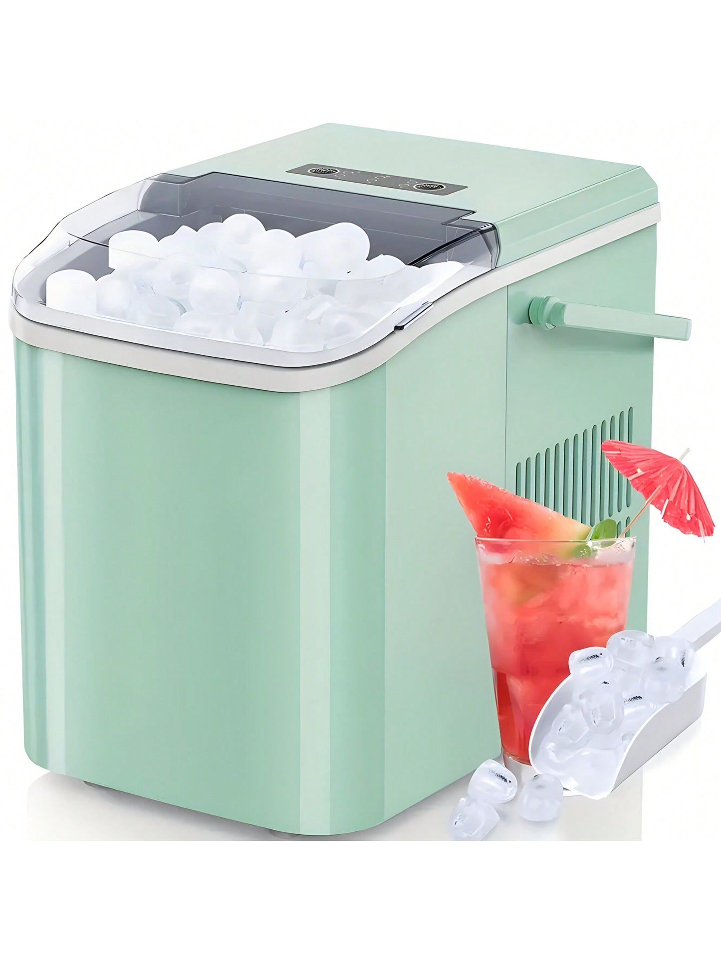 Countertop Ice Maker Machine With Handle, 26lbs In 24Hrs, 9 Ice Cubes Ready In 6 Mins, Auto-Cleaning Portable Ice Maker For Home/Kitchen/Camping,Countertop Ice Maker, Nugget Portable Ice Machine, 9 Bullet Ice Cubes In 6 Mins, 26.5lbs In 24Hrs Self-Cleani