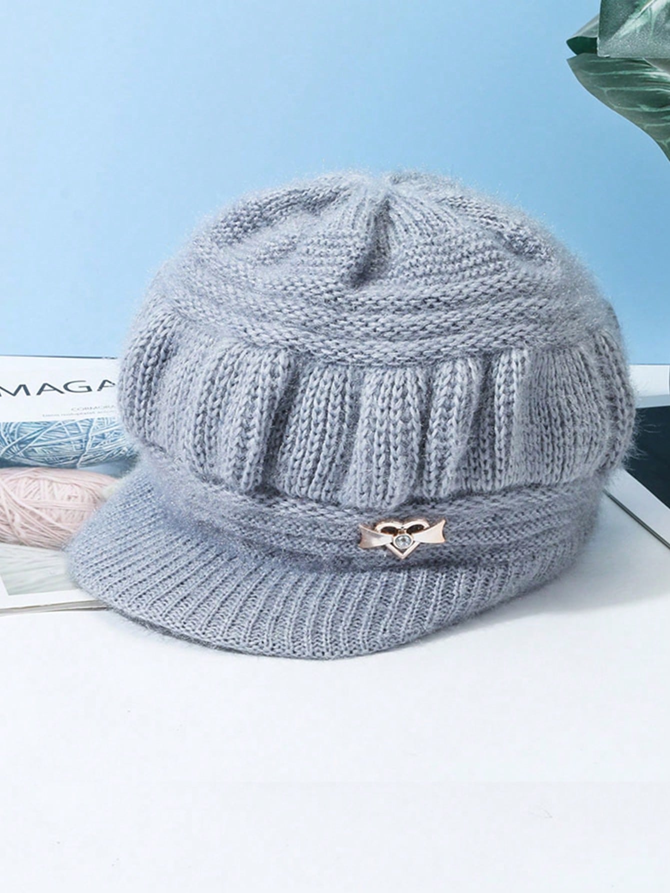 1pc Women's Knitted Hat, Thick With Brim For Winter, Breathable And Warm Knit Cap, Made Of Polyester, Hand Wash Or Dry Clean, Stretchy, Fashion Accessory