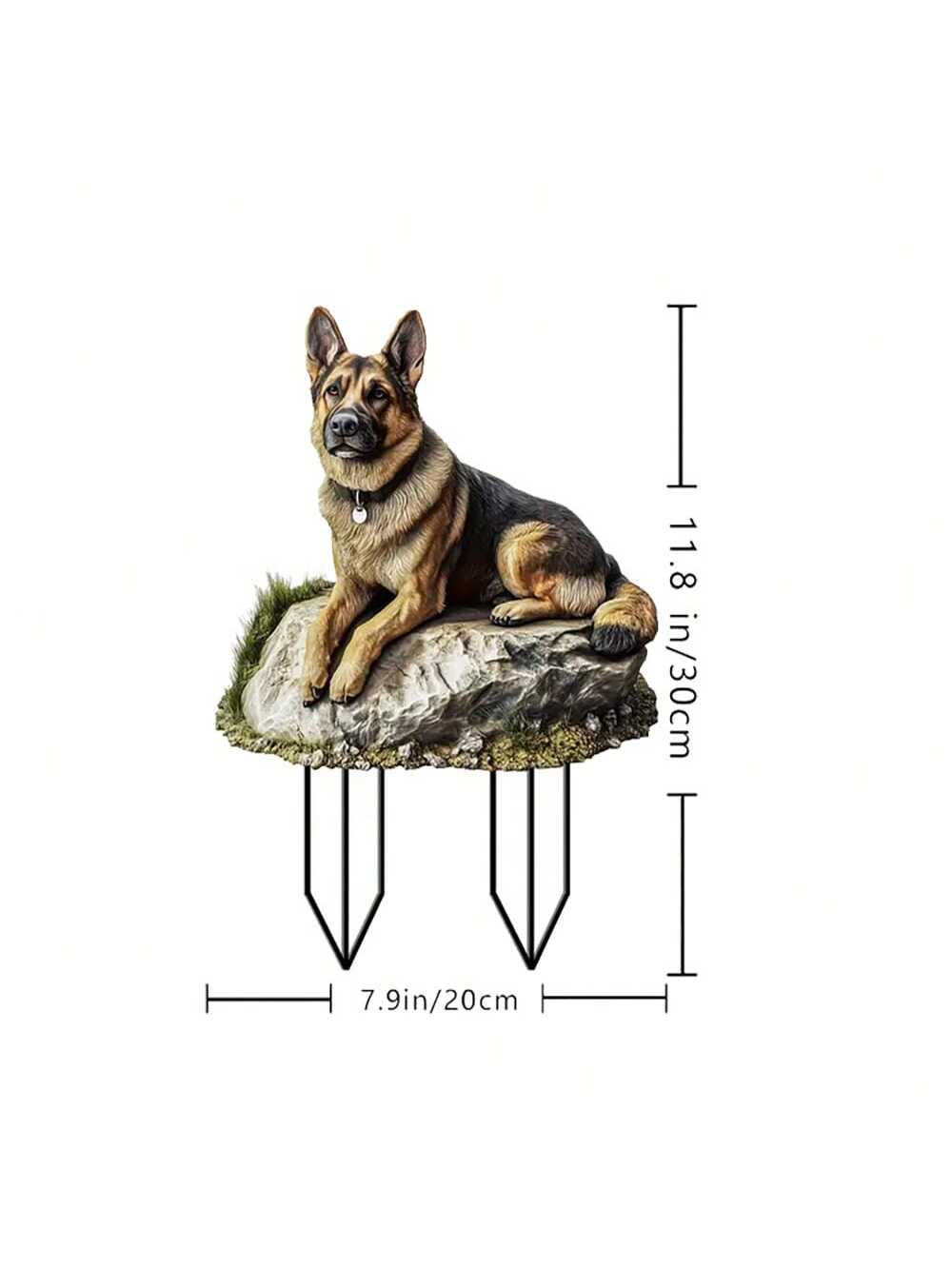 1pc German Shepherd Garden Stake Acrylic Sunlight Catcher, 2D Animal Themed Yard And Lawn Decor, Planter Decoration Figurine, Gift For Family And Friends