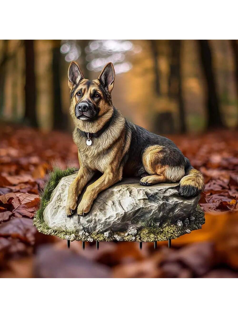 1pc German Shepherd Garden Stake Acrylic Sunlight Catcher, 2D Animal Themed Yard And Lawn Decor, Planter Decoration Figurine, Gift For Family And Friends