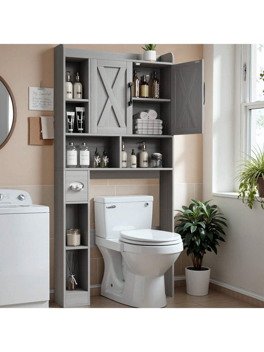 Above The Bathroom Lockers In The Toilet, There Are 2 Doors And 6 Storage Racks With Paper Towel Storage For The Bathroom Laundry