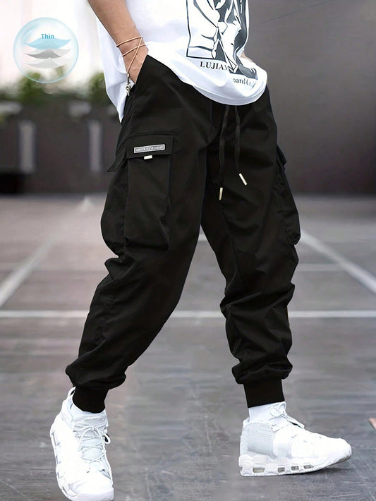 Plus Size Men's Fashionable Casual Drawstring Cargo Pants