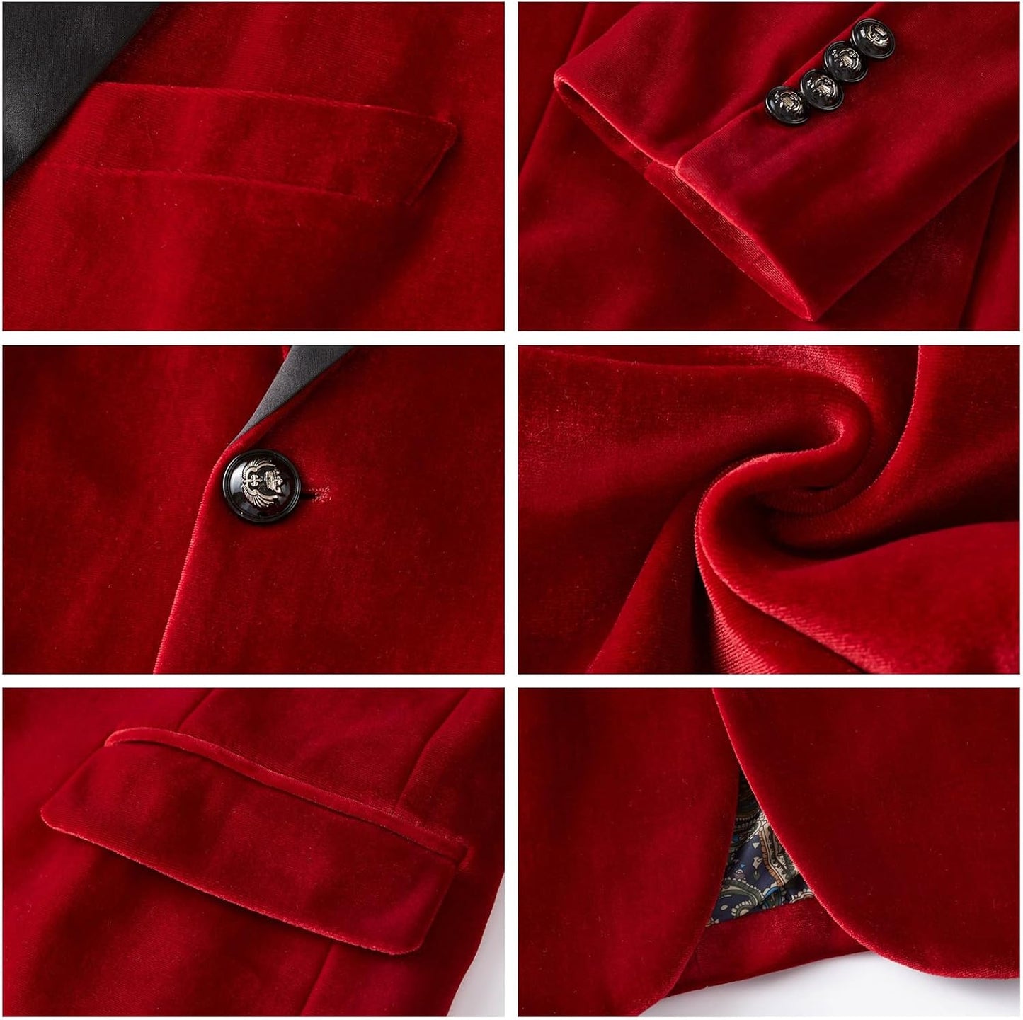 WEEN CHARM Velvet Blazer for Men Slim Fit One Button Sport Coat Tuxedo Jacket for Prom Wedding Party Dinner