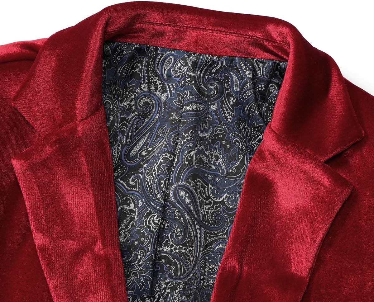 WEEN CHARM Velvet Blazer for Men Slim Fit One Button Sport Coat Tuxedo Jacket for Prom Wedding Party Dinner