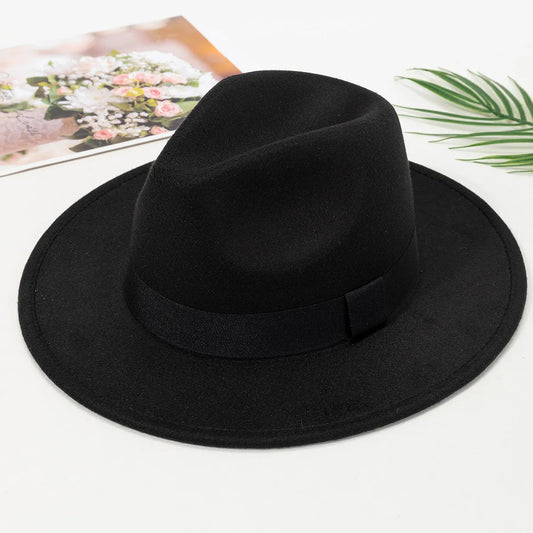 Autumn and winter men and women's new large brimmed hats, fashionable woolen jazz hats, English style top hats - AliExpress