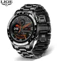 LIGE Luxury Full Circle Touch Screen Men Smart Watch Bluetooth Call Steel Band Waterproof Sports Fitness Watch For Android IOS - AliExpress