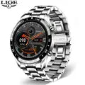 LIGE Luxury Full Circle Touch Screen Men Smart Watch Bluetooth Call Steel Band Waterproof Sports Fitness Watch For Android IOS - AliExpress