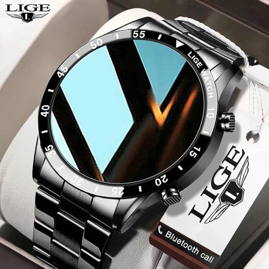 LIGE Luxury Full Circle Touch Screen Men Smart Watch Bluetooth Call Steel Band Waterproof Sports Fitness Watch For Android IOS - AliExpress