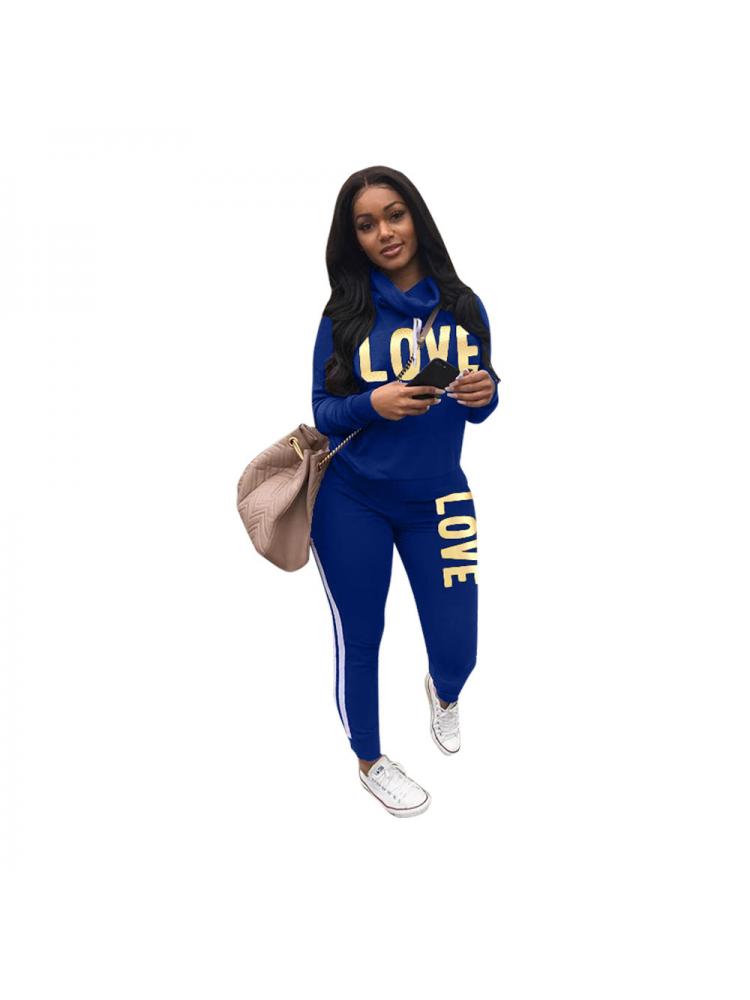 Patchwork Letter Long Sleeve Pant Sets