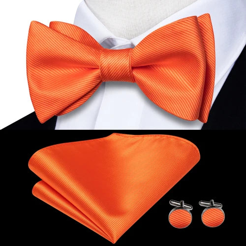 Jacquard Silk Men's Self Bow Tie Hanky Cufflinks Set Male Butterfly Knot Bowtie Wholesale for Male Wedding Business